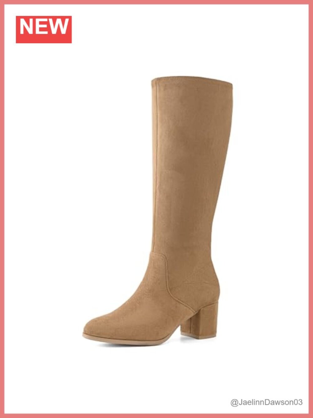 Knee High Boots Women's Chunky Block Heel Faux Suede Pull-On